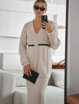 Immaculate Vegan - Mila.Vert Knitted long herringbone line cardigan