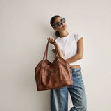 Immaculate Vegan - SKYLA BASIA Vegan Slouchy Tote Bag - Cognac