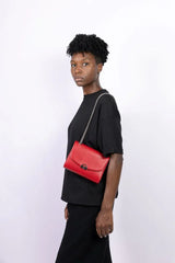 Immaculate Vegan - ASHOKA Paris Apple Leather Mini Paname Lizard Vegan Shoulder Bag | Red