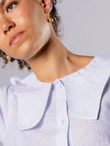 Immaculate Vegan - No More Nobody HABIBA BLOUSE <br> Organic Linen Blue
