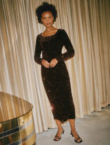 Immaculate Vegan - Albaray Velvet & Sequin Square Neck Dress