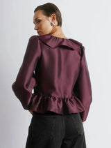 Immaculate Vegan - Albaray Burgundy Ruffle Taffeta Top