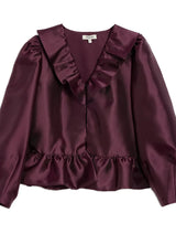 Immaculate Vegan - Albaray Burgundy Ruffle Taffeta Top