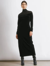 Immaculate Vegan - Albaray Black Mesh & Velvet Midi Dress