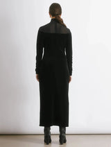 Immaculate Vegan - Albaray Black Mesh & Velvet Midi Dress