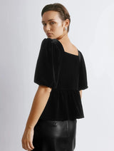 Immaculate Vegan - Albaray Diamante Velvet Puff Sleeve Top