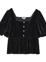 Immaculate Vegan - Albaray Diamante Velvet Puff Sleeve Top