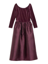 Immaculate Vegan - Albaray Burgundy Velvet & Taffeta Bardot Dress