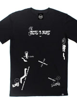 Immaculate Vegan - Plant Faced Clothing Dairy Is Scary Graffiti Collage Print - Black T-Shirt