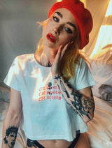 Immaculate Vegan - Plant Faced Clothing Eat Plants Goth Roses - White Crop Top