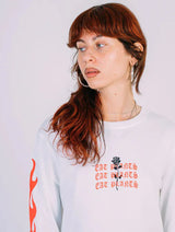 Immaculate Vegan - Plant Faced Clothing Eat Plants Goth Flames - Long Sleeve - White
