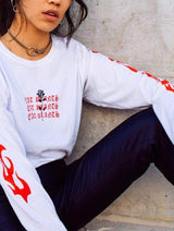 Immaculate Vegan - Plant Faced Clothing Eat Plants Goth Flames - Long Sleeve - White