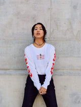 Immaculate Vegan - Plant Faced Clothing Eat Plants Goth Flames - Long Sleeve - White