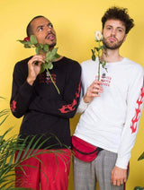 Immaculate Vegan - Plant Faced Clothing Eat Plants Goth Flames - Long Sleeve - White