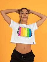 Immaculate Vegan - Plant Faced Clothing Plant Based Rainbow - White Crop Top