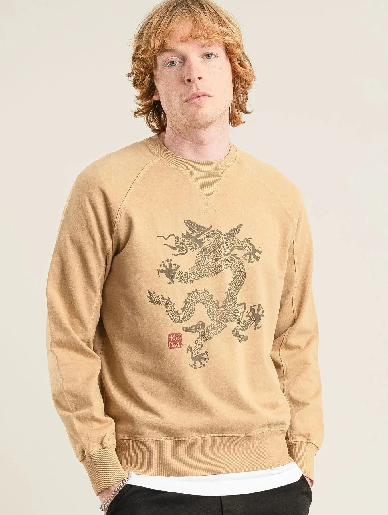 KOMODO - Dragon Men's Organic Cotton Jumper | Croissant