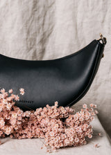 Immaculate Vegan - Estimon Mini Hobo Olive Leather Vegan Bag | Black