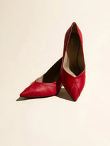 Immaculate Vegan - AGAZI IVO MIDI matte red – vegan high heels made of mushroom leather 39