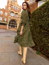 Immaculate Vegan - Baukjen Christine Printed Midi Dress | Dark Olive Polka