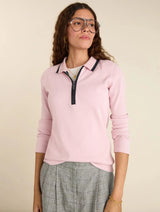 Immaculate Vegan - Baukjen Joely Organic Cotton Rib Zip Collar Top | Pink