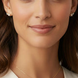 Immaculate Vegan - BLOOMTINE Eternal Bloom™ Gold Vermeil Flower Stud Climber Earrings | Ethereal Moissanite Florals Gold