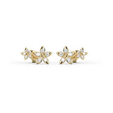 Immaculate Vegan - BLOOMTINE Eternal Bloom™ Gold Vermeil Flower Stud Climber Earrings | Ethereal Moissanite Florals Gold