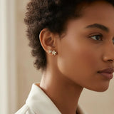 Immaculate Vegan - BLOOMTINE Eternal Bloom™ Sterling Silver Flower Stud Climber Earrings | Ethereal Silver Florals Silver