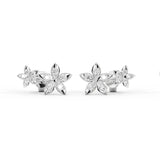 Immaculate Vegan - BLOOMTINE Eternal Bloom™ Sterling Silver Flower Stud Climber Earrings | Ethereal Silver Florals Silver