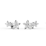 Immaculate Vegan - BLOOMTINE Eternal Bloom™ Sterling Silver Flower Stud Climber Earrings | Ethereal Silver Florals Silver