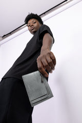 Immaculate Vegan - ASHOKA Paris Porte-Cartes Zippé Uppeal™ Lézard Bleu Gris