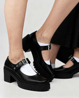 Immaculate Vegan - Bohema Mary Jane Women's Squared Vegea Grape Leather Vegan Pumps | Black