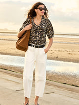 Immaculate Vegan - Baukjen Courtney Organic Cotton Collar Blouse | Brown Leopard