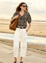 Immaculate Vegan - Baukjen Reece Organic Cotton Stretch Barrel Leg Cargo Jeans | Soft White