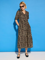 Immaculate Vegan - Baukjen Imogen Organic Cotton Printed Midi Dress | Brown Leopard