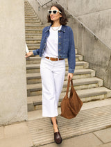 Immaculate Vegan - Baukjen Kristi Organic Cotton Cropped Denim Jacket | mid Wash Indigo