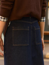 Immaculate Vegan - Baukjen Bobbie Organic Cotton Stretch Denim Midi Skirt | Dark Indigo