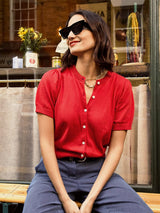 Immaculate Vegan - Baukjen Sasha Organic Cotton Short Sleeve Cardigan | Crimson Red