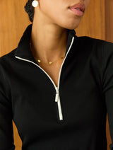 Immaculate Vegan - Baukjen Clayton Organic Cotton Zip Turtleneck Top | Caviar Black