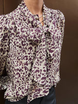 Immaculate Vegan - Baukjen Ischia Printed Bow Neck Blouse | Plum Leopard