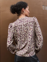 Immaculate Vegan - Baukjen Ischia Printed Bow Neck Blouse | Plum Leopard