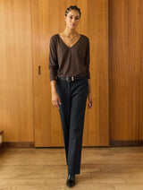 Immaculate Vegan - Baukjen Ella Relaxed V-Neck Top | Dark Chocolate