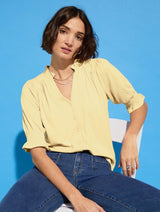 Immaculate Vegan - Baukjen Noa LENZING™ ECOVERO™ Short Sleeve Blouse | Butter Yellow
