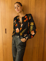 Immaculate Vegan - Baukjen Micah Printed Blouse | Black Floral