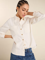 Immaculate Vegan - Baukjen Mona Organic Denim Shirt | White