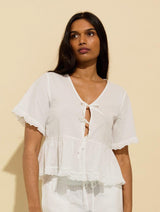 Immaculate Vegan - Baukjen Emma Organic Cotton Broderie Detail Pyjama Top