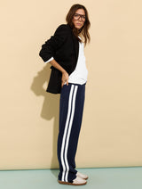 Immaculate Vegan - Baukjen Petite Tippi 2.0 LENZING™ ECOVERO™ Side Stripe Trousers | Navy & White