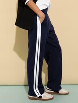 Immaculate Vegan - Baukjen Petite Tippi 2.0 LENZING™ ECOVERO™ Side Stripe Trousers | Navy & White