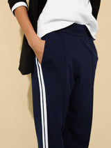 Immaculate Vegan - Baukjen Tippi 2.0 LENZING™ ECOVERO™ Side Stripe Trousers | Classic Navy & Soft White