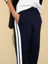 Immaculate Vegan - Baukjen Petite Tippi 2.0 LENZING™ ECOVERO™ Side Stripe Trousers | Navy & White
