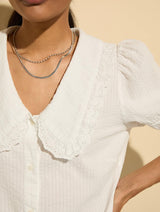 Immaculate Vegan - Baukjen Marti Organic Cotton Broderie Detail Blouse